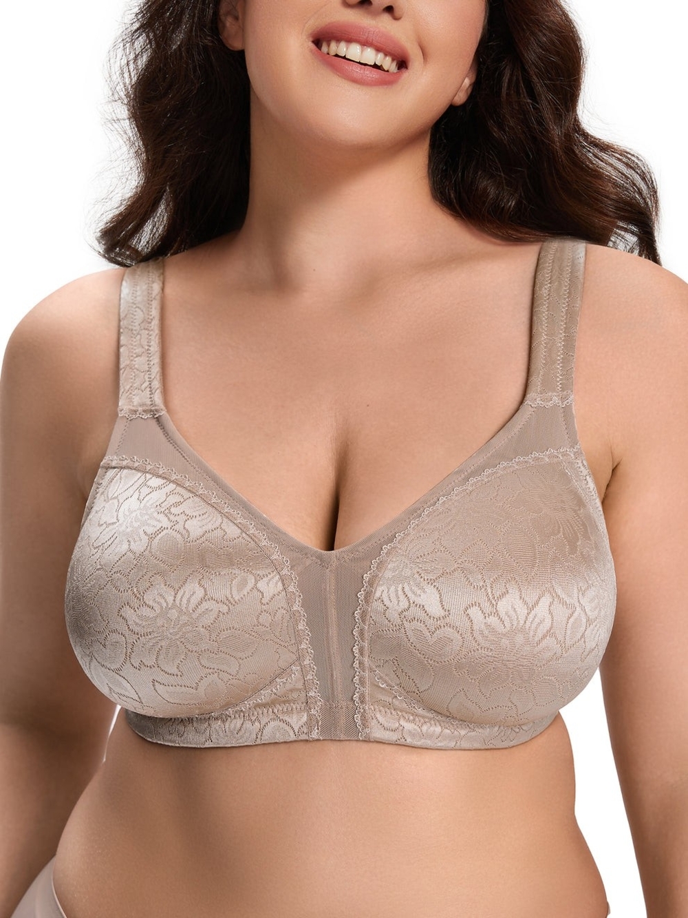 Deyllo Women's Non Padded Wireless Bras  Full Coverage Minimizer 42H